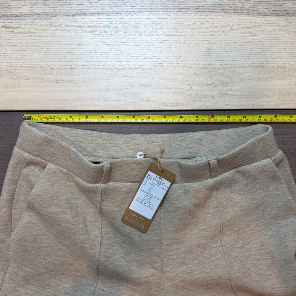 OGL Pants Women Large High-Waisted Straight Leg Pocket Elastic Waist Wool Fleece - Picture 3 of 7